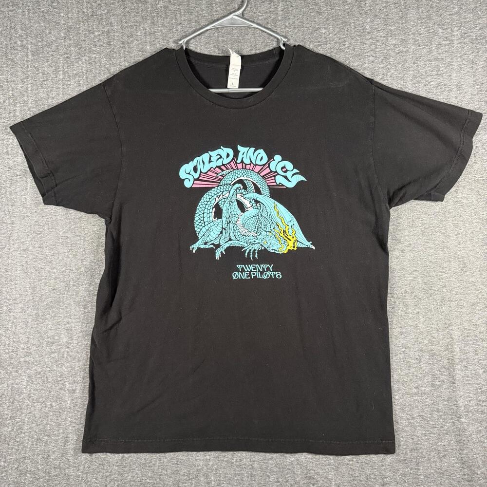 Twenty One Pilots Shirt Mens Large Black Scaled And Icy Dragon Graphic Band Tee